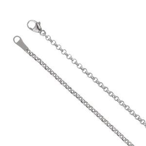 18k White Gold 2.4mm Hollow Rolo Chain Necklace, 18 Inch